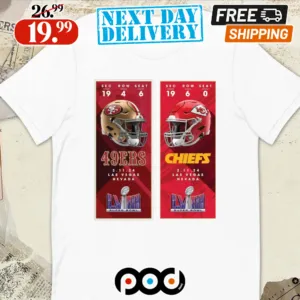 Kansas City Chiefs vs. San Francisco 49ers Super Bowl LVIII Matchup Ticket Shirt
