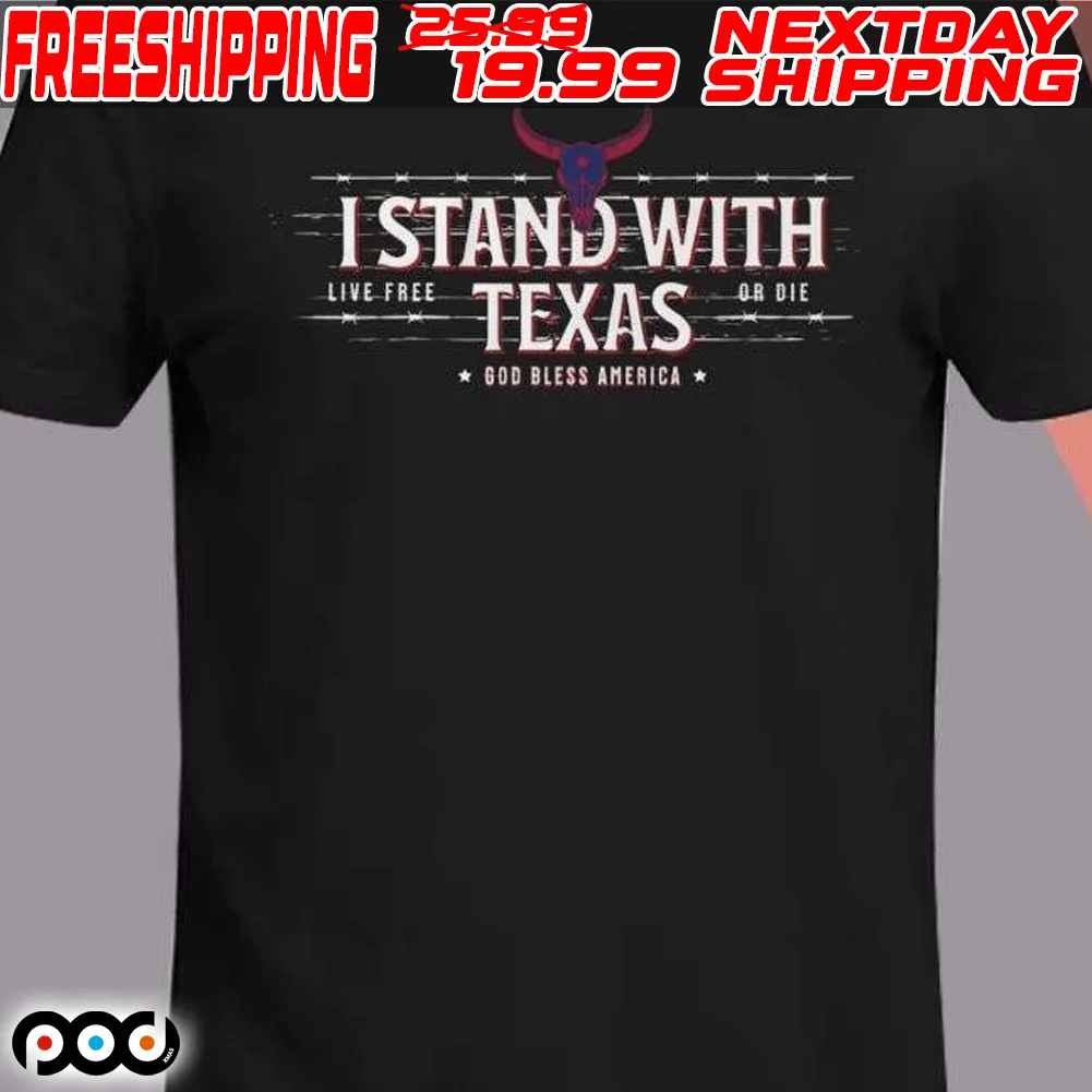 I Stand With Texas Red White Blue Fence Line Shirt