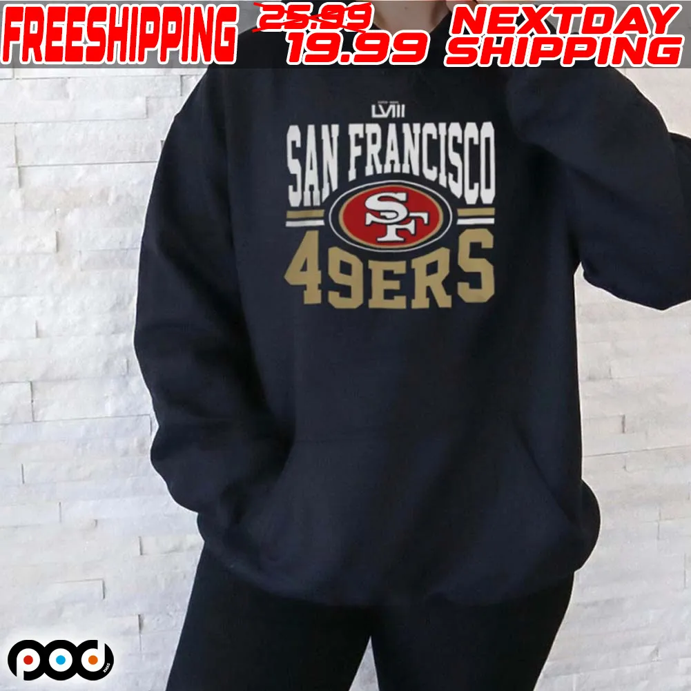 San Francisco 49ers Majestic Threads Super Bowl LVIII Tri Blend Logo Shirt