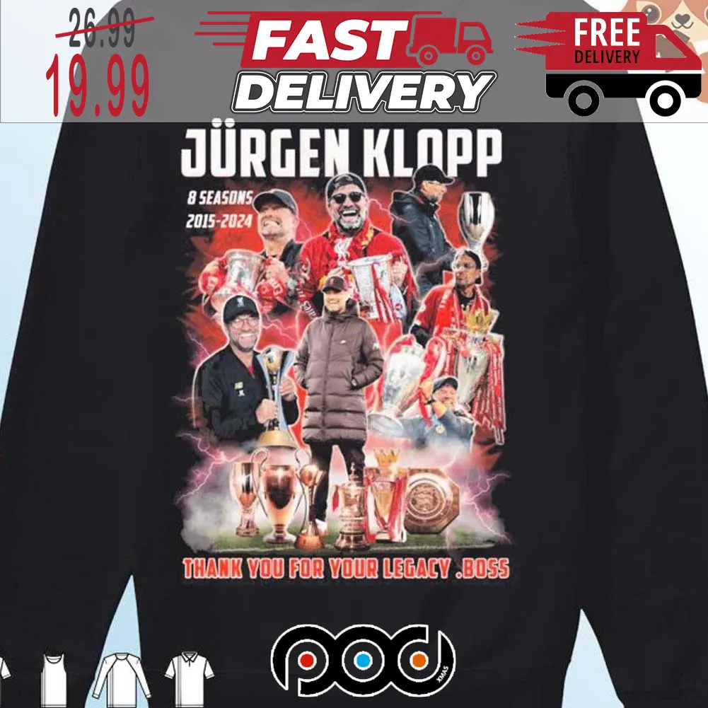 Coach Jurgen Klopp 8 Season At Liverpool 2015 2024 Thank You For Your Legacy Shirt