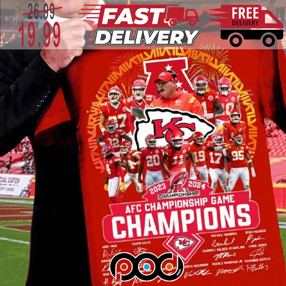 Kansas City Chiefs 2023 2024 AFC Championship Game Champions Signature Super Bowl NFL Shirt