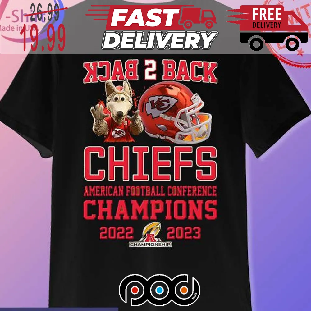 Kansas City Chiefs Mascot Back 2 Back American Football Conference Champions 2022 2023 Super Bowl NFL Shirt