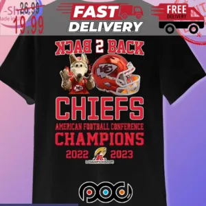 Kansas City Chiefs Mascot Back 2 Back American Football Conference Champions 2022 2023 Super Bowl NFL Shirt