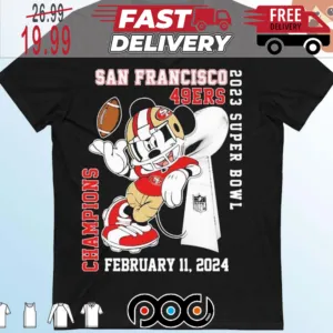 Mickey Mouse San Francisco 49ers 2024 Super Bowl NFL LVIII Champions Shirt
