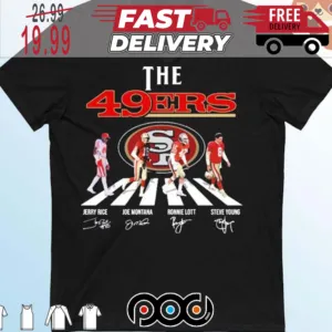 The 49ers Abbey Road Jerry Rice Joe Montana Ronnie Lott And Steve Young Signatures Super Bowl NFL Shirt