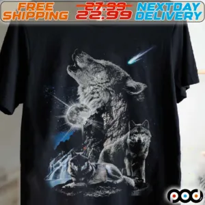 Wolf Howling Bark At Moon Vintage Shirt