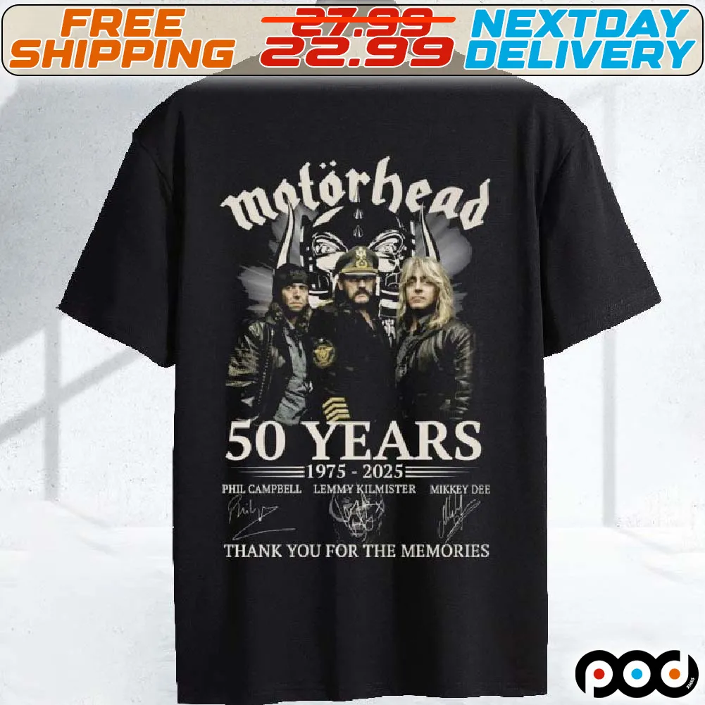 Motorhead 50 Years 1975 2025 Thank You For The Memories Shirt