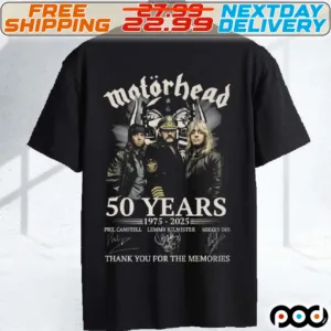 Motorhead 50 Years 1975 2025 Thank You For The Memories Shirt