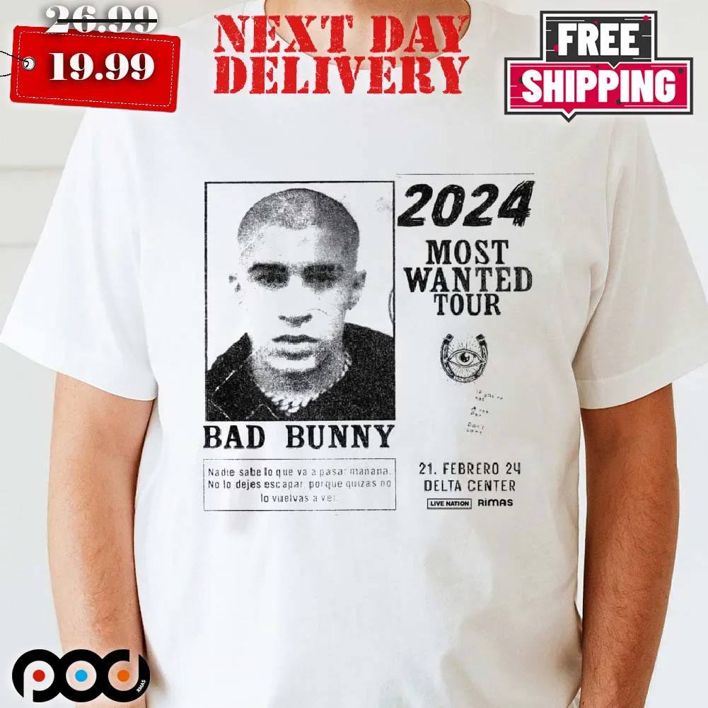 Rare Bad Bunny 2024 Most Wanted Tours Shirt