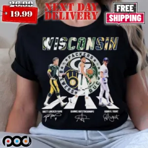 Wisconsin Teams Abbey Road Brett Lorenzo Favre Giannis Antetokounmpo And Robin R Yount Signatures Shirt