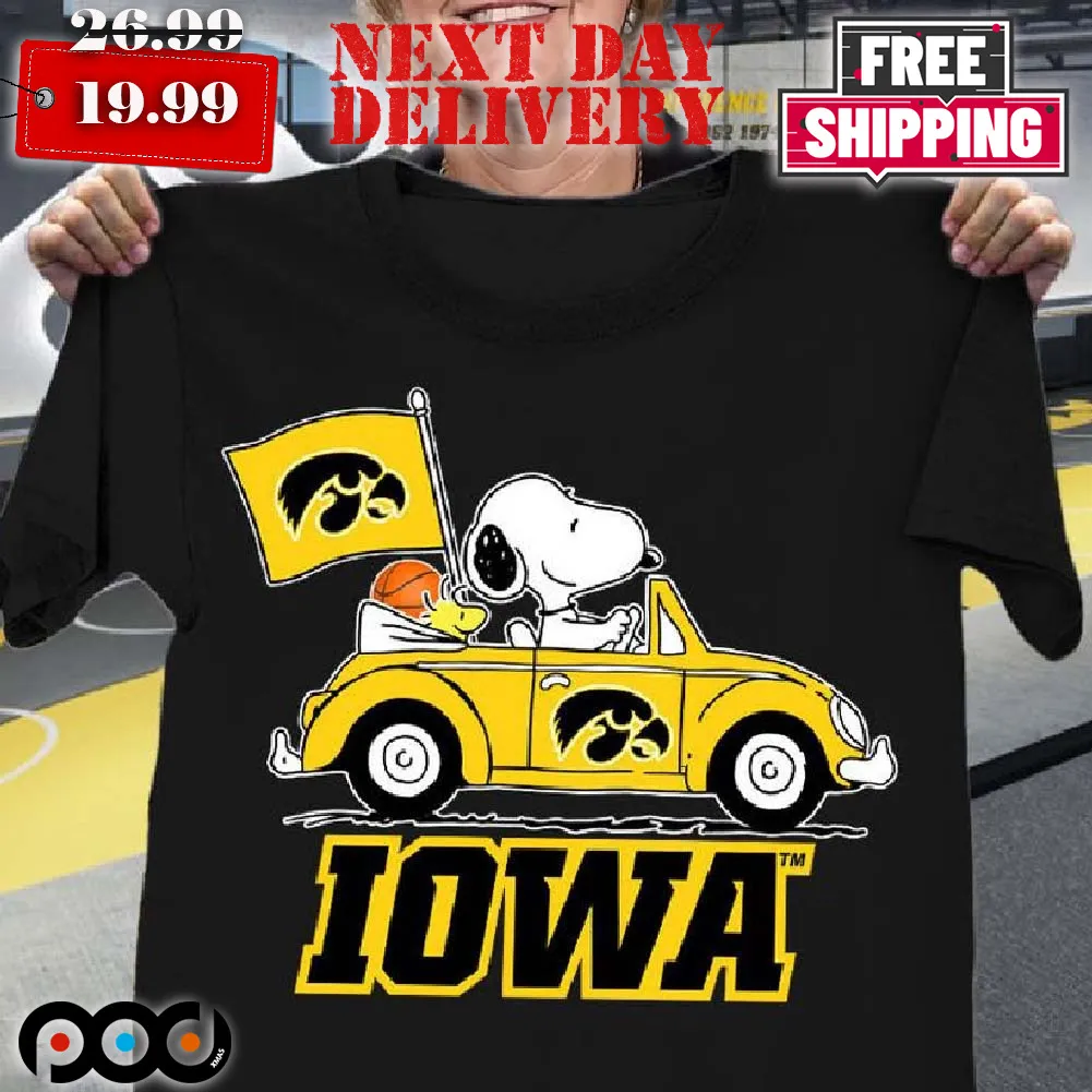 Peanuts Snoopy And Woodstock Iowa Hawkeyes On Car Shirt
