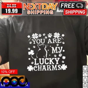 Black Cat You Are My Lucky Charms Four Leaf Clover St Patrick Day Shirt