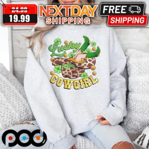 Lucky Cowgirl Cowboy Hat St Patrick Day Shirt