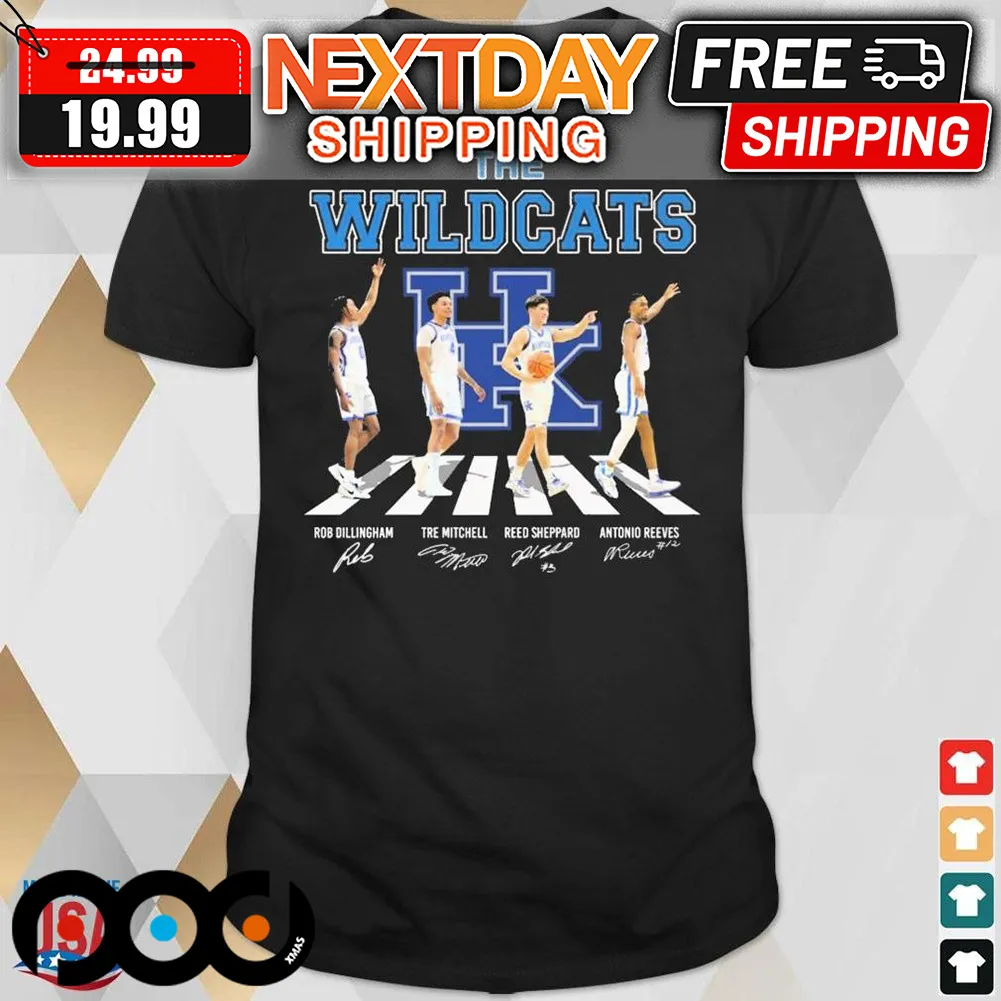 The Kentucky Wildcats Rob Dillingham Tre Mitchell Reed Sheppard and Antonio Reeves Crossing Road Shirt