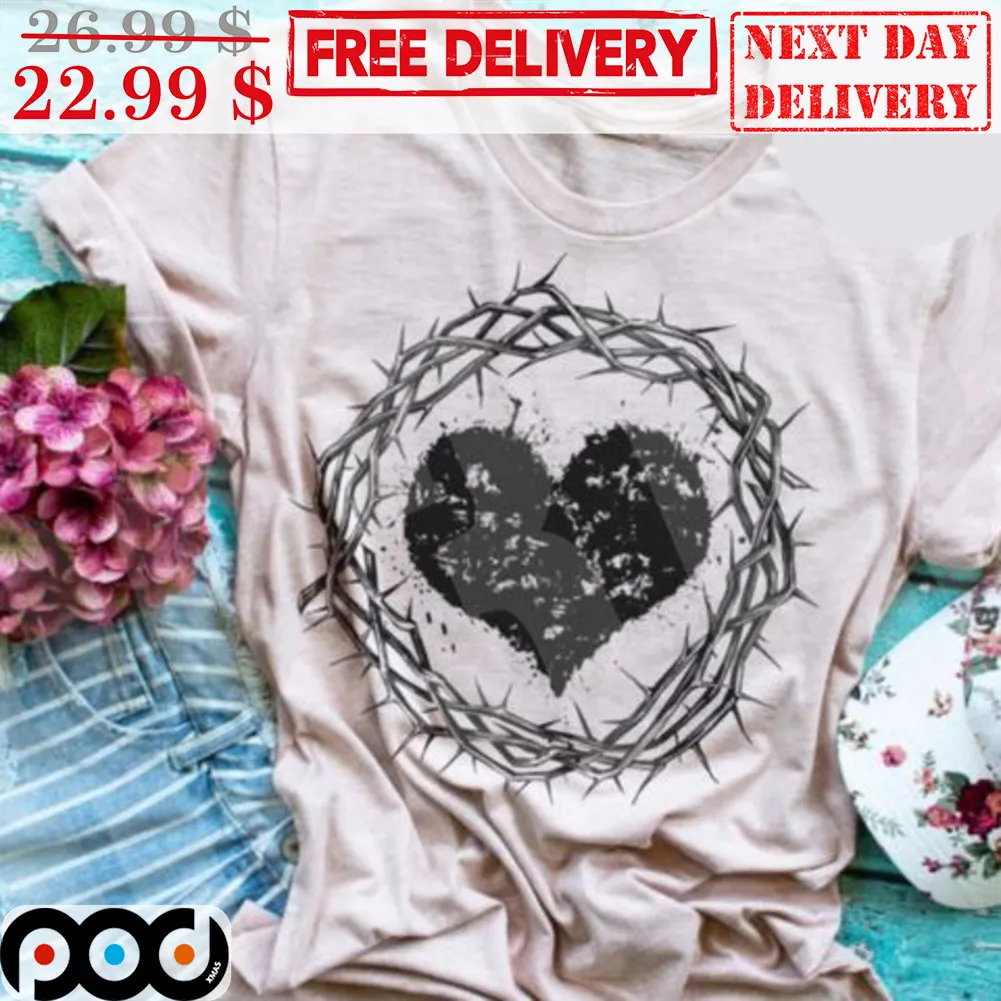 Crown of Thorns Heart Jesus Christian Shirt
