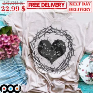 Crown of Thorns Heart Jesus Christian Shirt
