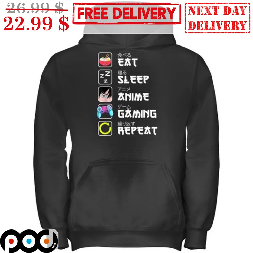Eat Sleep Anime Gaming Repeat Shirt
