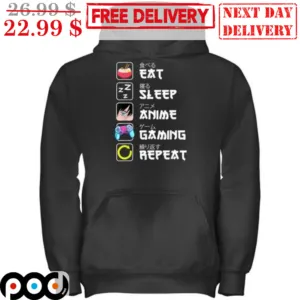 Eat Sleep Anime Gaming Repeat Shirt