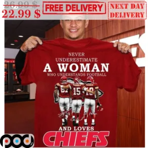 Never Underestimate A Woman Who Understands Football And Loves Kansas City Chiefs Signature NFL Super Bowl 2024 Shirt