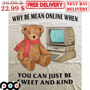 Teddy Bear Computer Why Be Mean Online When You Can Just Be Sweet And Kind Shirt
