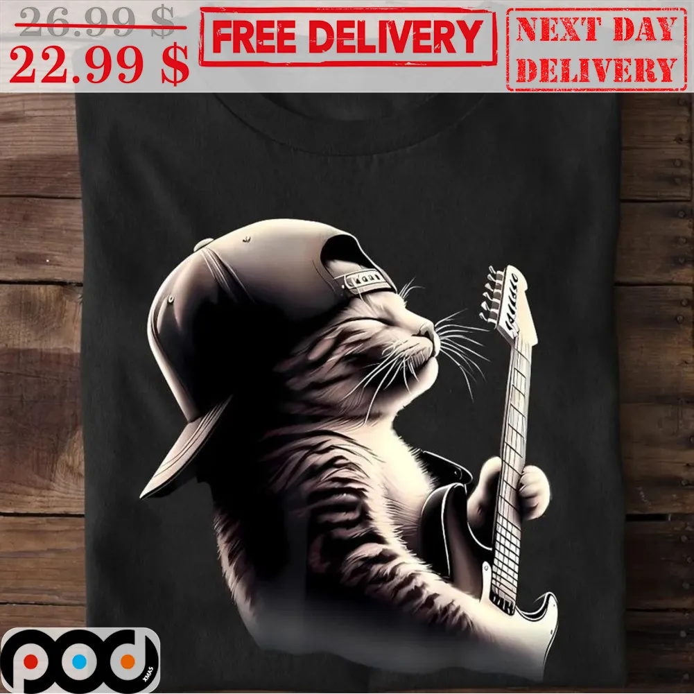Cute Kitty Play Guitar Shirt