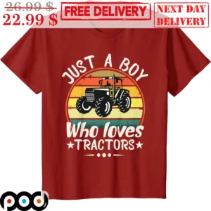 Just A Boy Who Loves Tractors Vintage Retro Shirt