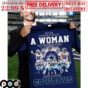 Never Underestimate A Woman Who Understands Football And Loves Cowboys Signature Shirt