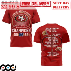 San Francisco 49ers NFL Champions 2023 Team Name Super Bowl 2024 Shirt