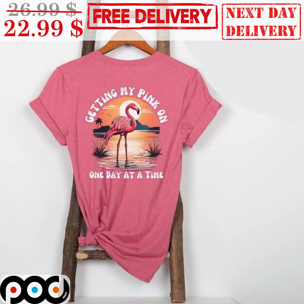 Flamingo Getting My Pink On One Day At A Time Shirt