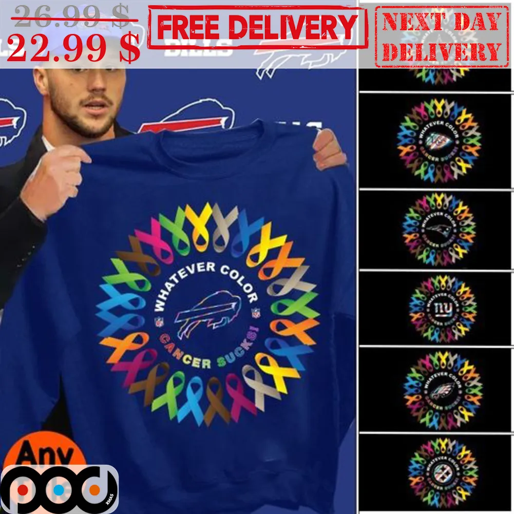 Custom NFL Teams Whatever Color Cancer Sucks Shirt