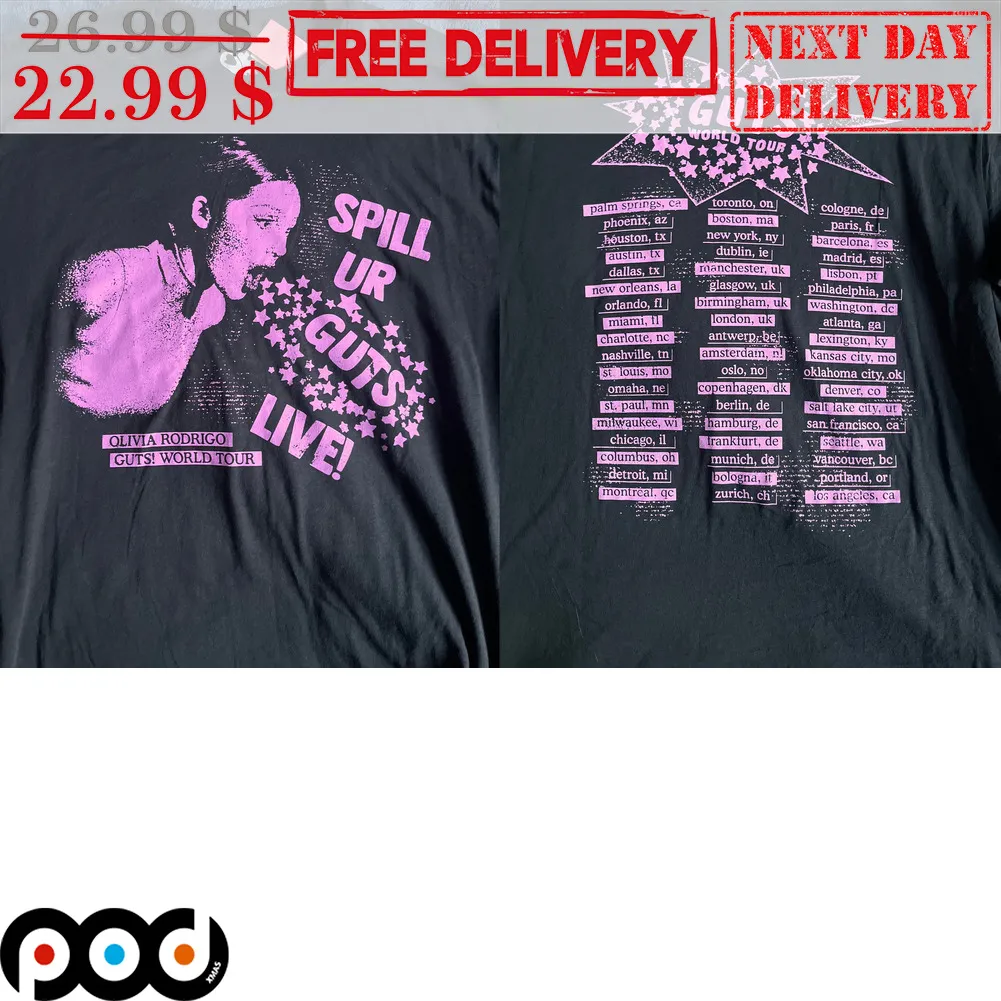 Olivia Rodrigo Guts World Tour Spill Ur Guts Live Shirt