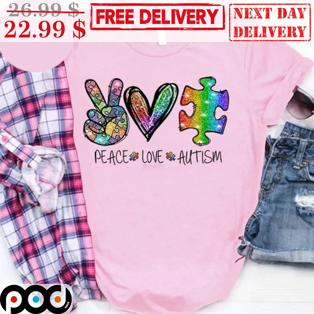 Peace Love Autism Colorful Shirt