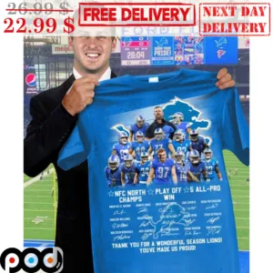 Detroit Lions NFC North Champs Play Off Win 5 All Pro Signature Thank You For A Wonderful Season Lions Shirt