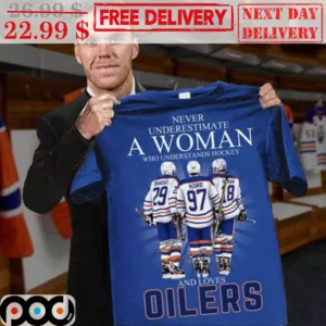 Never Underestimate A Woman Who Understands Hockey And Loves Oilers Signature Shirt