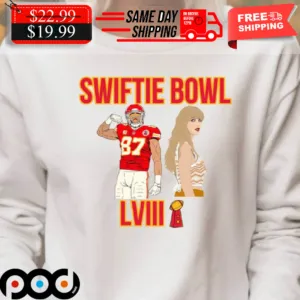 Travis Kelce And Taylors Swiftie Bowl LVIII Kansas City Football Shirt