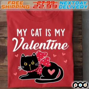 Back Cat Heart My Cat Is My Valentine Shirt