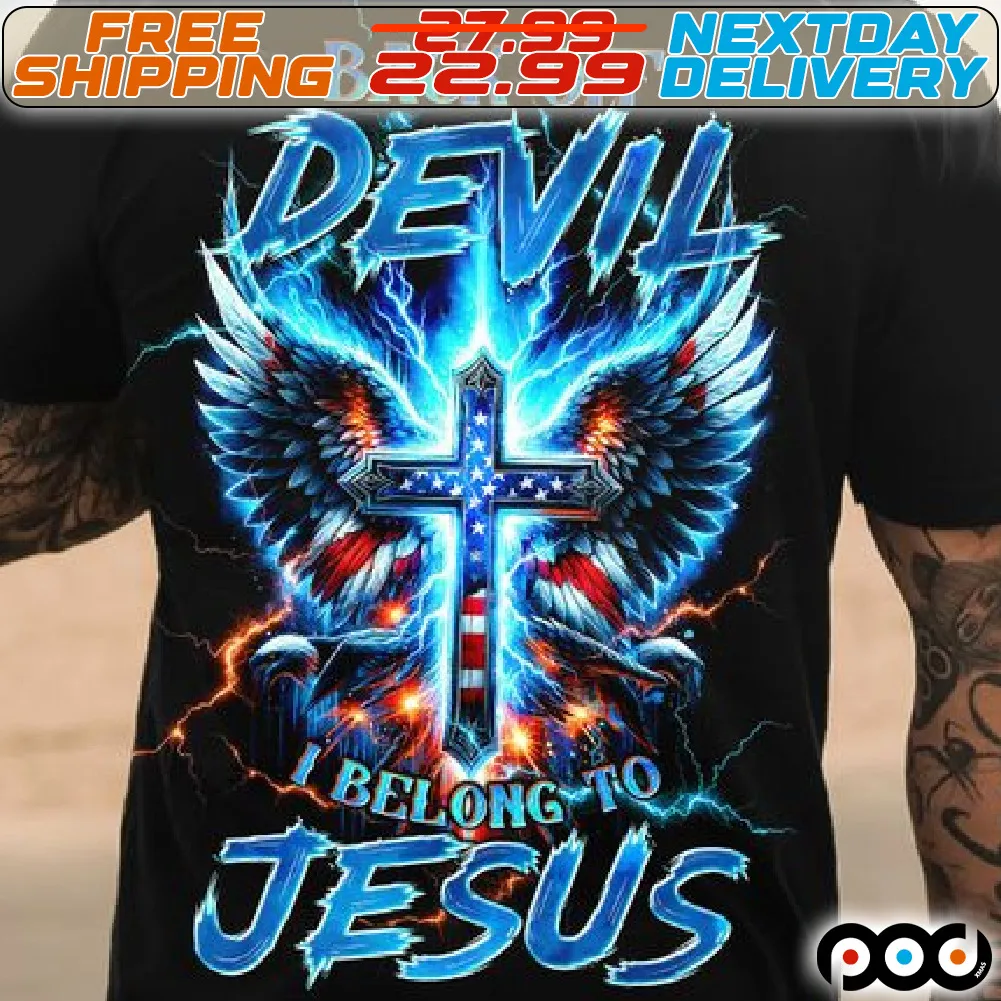 Cross Eagls America Flag Back Of Devil I Belong To Jesus Shirt