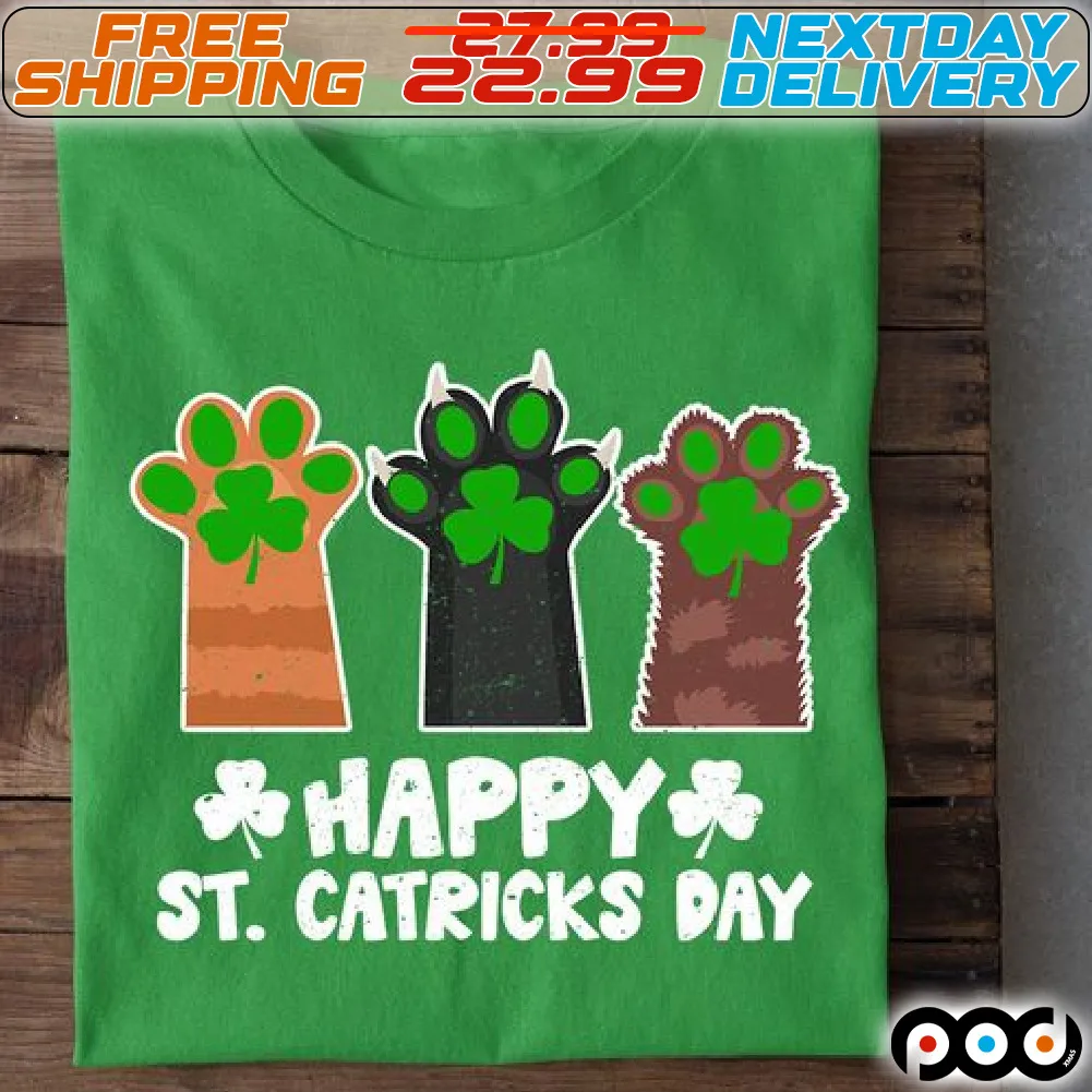 Cat Paw Happy St Catricks Day Shirt