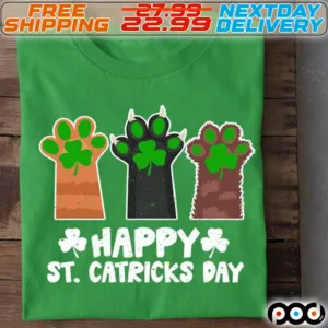 Cat Paw Happy St Catricks Day Shirt