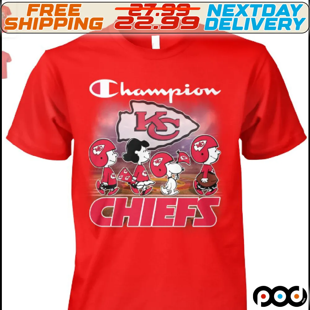 Charlie Brown Snoopy Lucy Van Pelt Kansas City Chiefs Champion Super Bowl Shirt