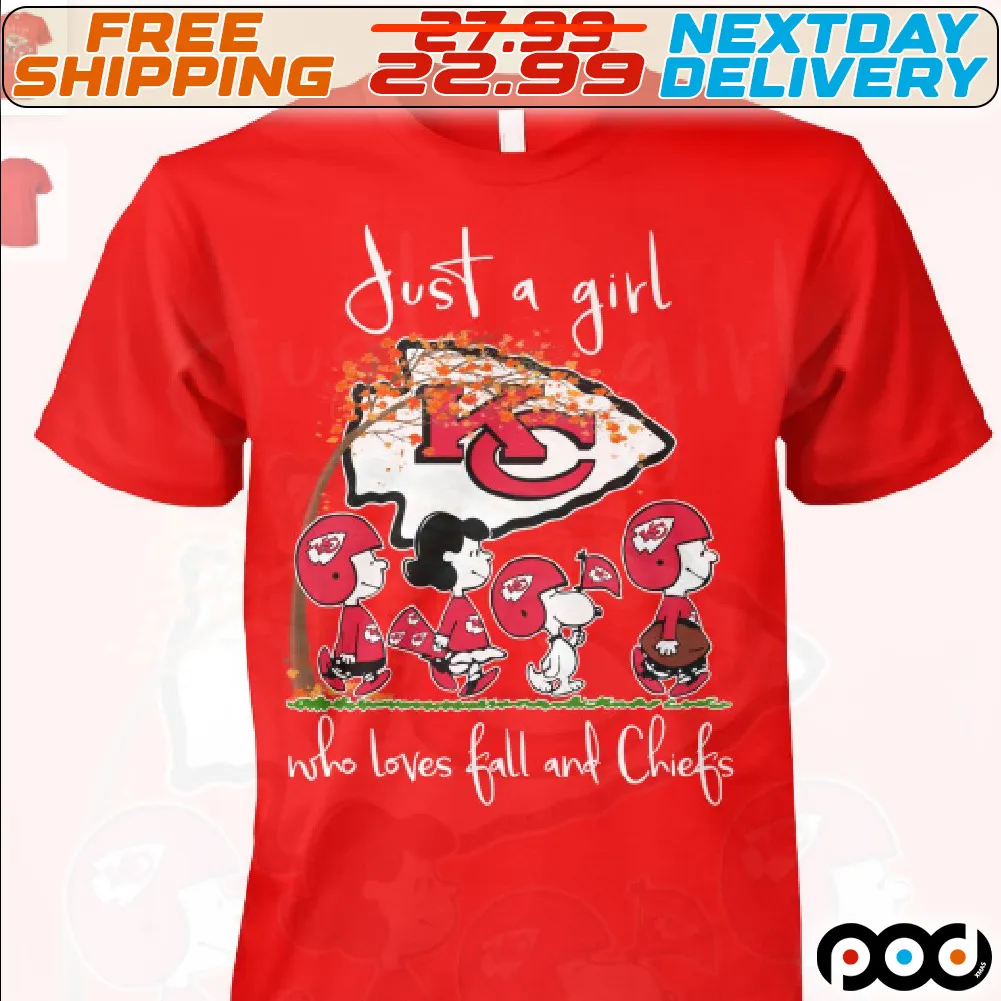 Charlie Brown Snoopy Lucy Van Pelt Kansas City Chiefs Just A Girl Who Loves Fall And Chiefs Shirt