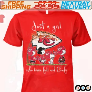 Charlie Brown Snoopy Lucy Van Pelt Kansas City Chiefs Just A Girl Who Loves Fall And Chiefs Shirt