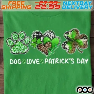 Dog Paw Love Ptrick's Day Shirt
