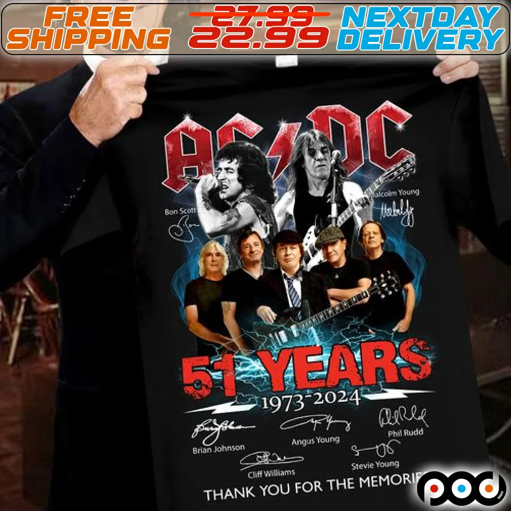Ac Dc 51 Years 1973 2024 Thank You For The Memories Signature Shirt