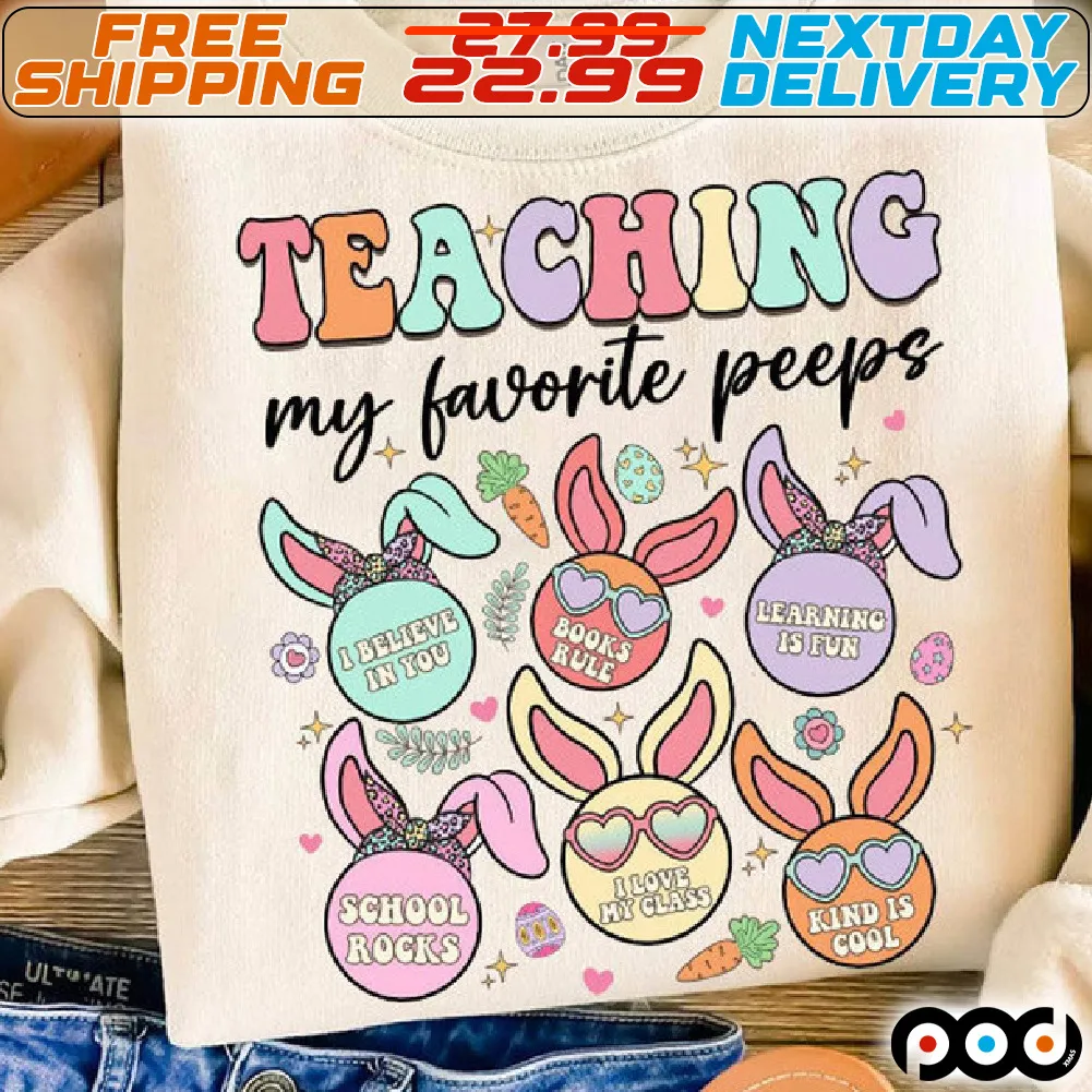 Rabbit Teaching My Favorite Peeps I Believe In You Books Rule Learning Is Fun Easter Day Shirt