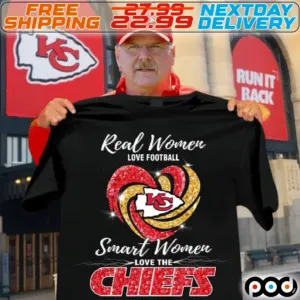 Real Women Love Football Smart Women Love The Kansas City Chiefs Heart 2023 Shirt