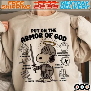 Snoopy Out On The Armor Of God Helmet Of Salvation Sword Of Spirit Shirt
