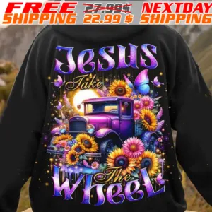 Truck Sunflower Butterfly Jesus Take The Wheel Shirt