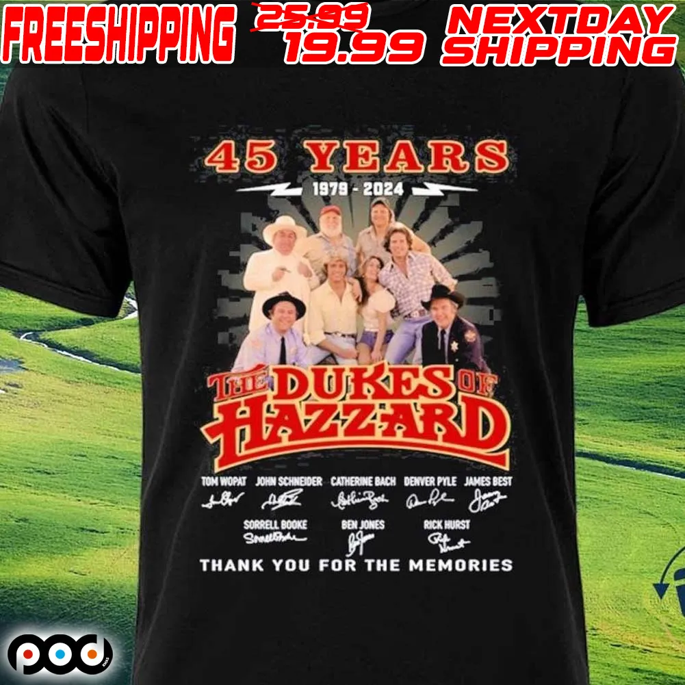 45 Years 1979 – 2024 The Dukes Of Hazzard Thank You For The Memories Signatures Shirt
