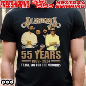 Alabama 55 Years 1969 – 2024 Thank You For The Memories Shirt